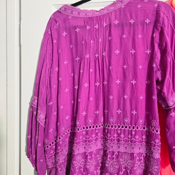 Johnny Was Embroidered Summer Top in Purple - Picture 4 of 6